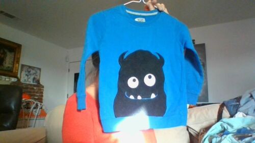 Seven Oaks boys 6 blue/black grinning monster sweatshirt long-slv Soft & FUN! - Picture 2 of 6