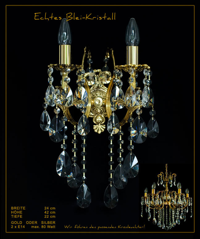 Kronleuchter Mit Echten Bleikristall-Kugeln – 6-armig, Silber, Jugendstil