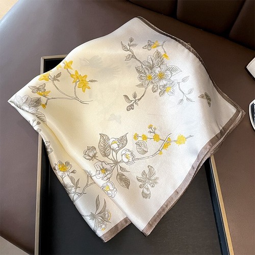 LA FERANI Design Da Donna, Nero, Tinta Unita, Bianco, Elegante Fazzoletto Di Seta, Estivo, 90 X - Foto 4