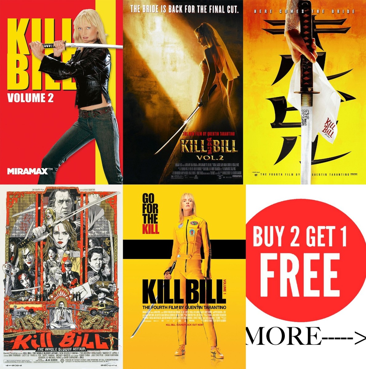 Kill Bill: Vol.1 , Vol 2 Posters A0-A1-A2-A3-A4-A5-A6-MAXI in