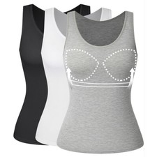 Women's Camisole with Built in Bra Sleeveless Cami Tank Tops Yoga Undershirt