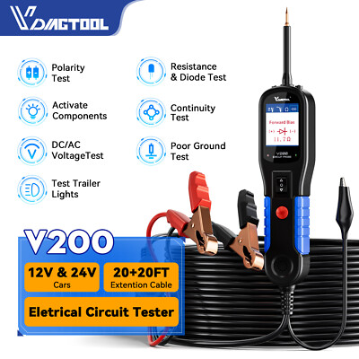 VDIAGTOOL PowerScan V200 Electrical Car Power Tester 12V-24V Auto-Diagnosegerät