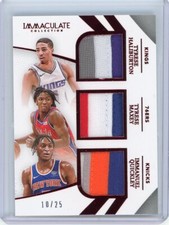 2020-21 Panini Immaculate Triple Patch Red T.Haliburton/T.Maxey/I.Quickley 10/25