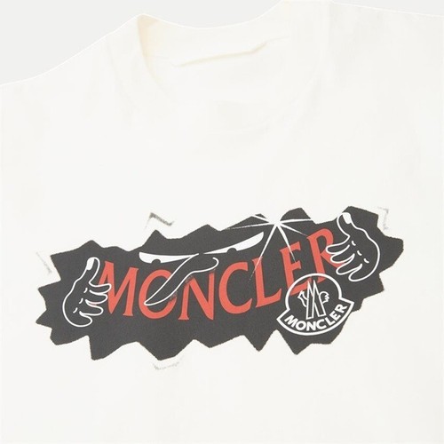 Nw MONCLER cotton T-shirt printed 8C00025 M2326 white logo regular fit - Picture 6 of 6