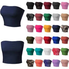 MixMatchy Casual Solid Double Layered Strapless Basic Tube Top