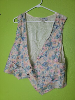Vintage Easter Vest Floral Plus Size 20W Cottagecore L.A. Spice Made In USA 