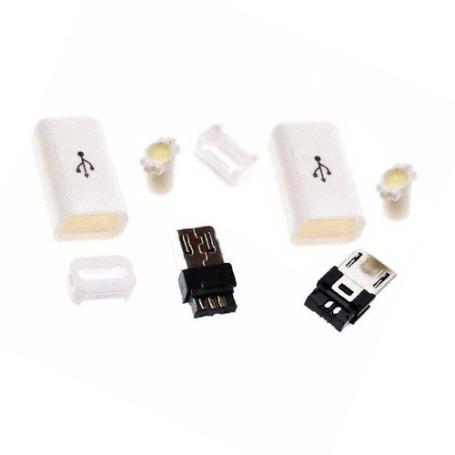 1/5/10 Sets Micro USB 5 Pin Male Connector Plug Black White for Data - Foto 13 di 17