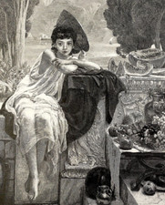 On the Temple Steps E J Poynter RA 1890 original woodcut print 