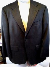 Chaps Ralph Lauren Mens Sport Coat Brown Windowpane 2 Button Wool 42R