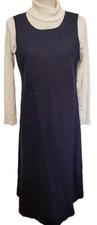 Talbots Petites Women's Size 12 Blue Linen Blend Sleeveless Maxi Dress Career 