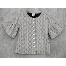 Nuvula Camicia Giacca Donna Piccola Manica a Campana Floreale Shacket Jacquard Avant Garde