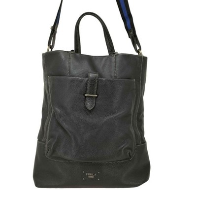 Furla UOMO Shrink Leather 2 Way Tote Bag Men's Used BAZZ-0