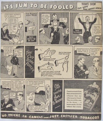 Vintage 1925 Magician Tricks - Magic Show Cut Rope Newspaper Print Ad