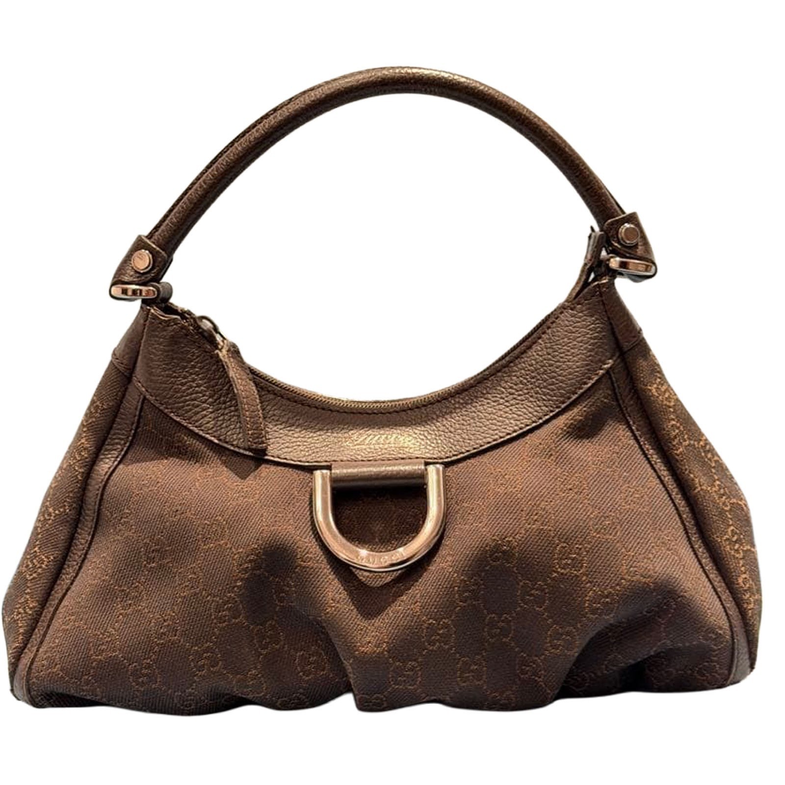 Borsa Gucci Abbey GG tela marrone tracolla hobo media oro ferramenta originale Giappone