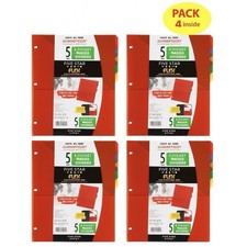 4 packs -Five Star 3 Pocket Binder Dividers 5 Tabs-multi Colors- Brand New ACCO