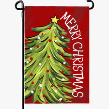 Merry Christmas Garden Flag 12x18 Inch Double Sided Rustic Farmhouse Decor