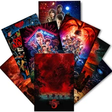 Set 8 Pcs Stranger Things Poster - Seasons 1-5 Collection Wall Art 11.5 x 16.5IN