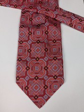 Altea Milano Silk Tie Red Geometric Textured Made In Italy 60 X 3.5"
