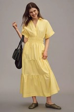 Anthropologie Somerset Yellow Dress Short Sleeve L