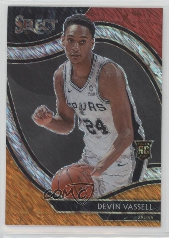 2020 Panini Select Courtside Red White Orange Shimmer Prizm Devin Vassell 1cb6