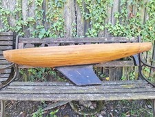 Large 4ft Long Vintage Wooden Pond Yacht Hull & Keel for Restoration FREE P&P 