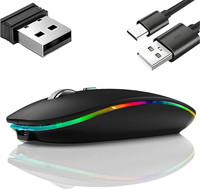 RGB LED Wireless Mouse Rechargeable Optical Silent Mice USB For PC Laptop UK New