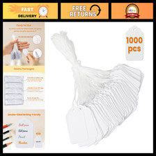 1000 White Price Tags with String - Writable Marking Labels for Clothing, Jewelr