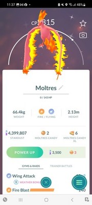 Pokemon Go Legendary Shiny Moltres 