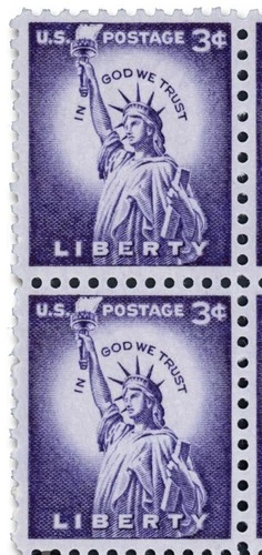 US 3 Cent Purple Lady Statue Of Liberty Strip (1) Mint Never Hinged Uncirculated