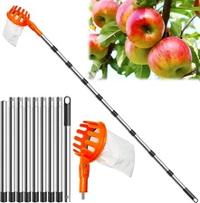 Fruit Picker Pole with Basket Telescoping 13.7Ft Apple Picker Pole, Fruit Picker