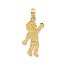 14k Yellow Gold Boy Charm Pendant Textured Smiling Symbol Motherhood Keepsake