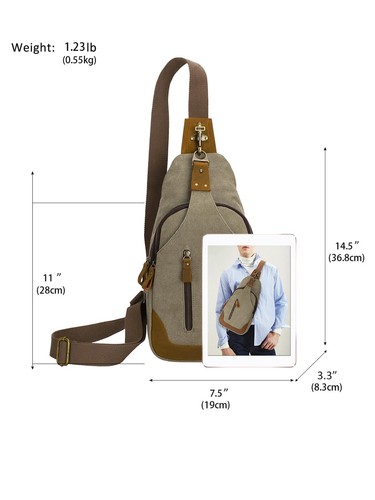 Canvas Sling Bag Crossbody Backpack Shoulder Casual Rucksack for Men Women - Foto 2 di 7