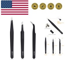 3PCS Precision Tweezers Set, Upgraded Anti-Static Stainless Steel of Tweezers...