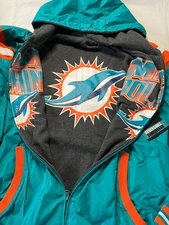 Vintage NWT Men's G-III NFL Miami Dolphins Reversible Hooded Jacket SIZE - 3XL
