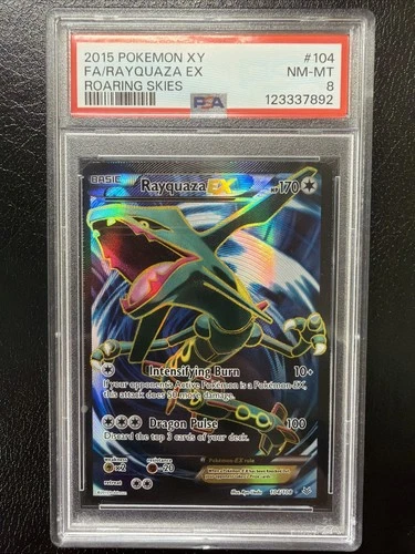 2015 POKEMON XY ROARING SKIES #104 FULL ART/RAYQUAZA EX PSA 8