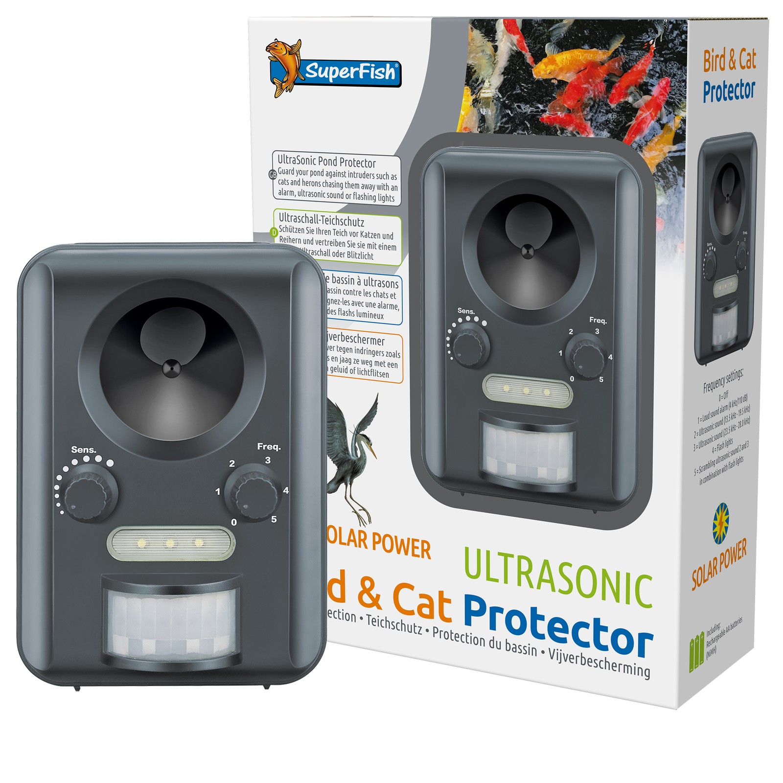 SUPERFISH ULTRASONIC POND GARDEN PROTECTOR BIRD CAT DETERRENT FISH SOLAR POWER - Image 2