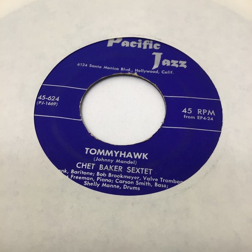 45 RPM "TOMMY HAWK/I'M GLAD THERE IS YOU" CHET BAKER SEXTET 1954 - Picture 2 of 4
