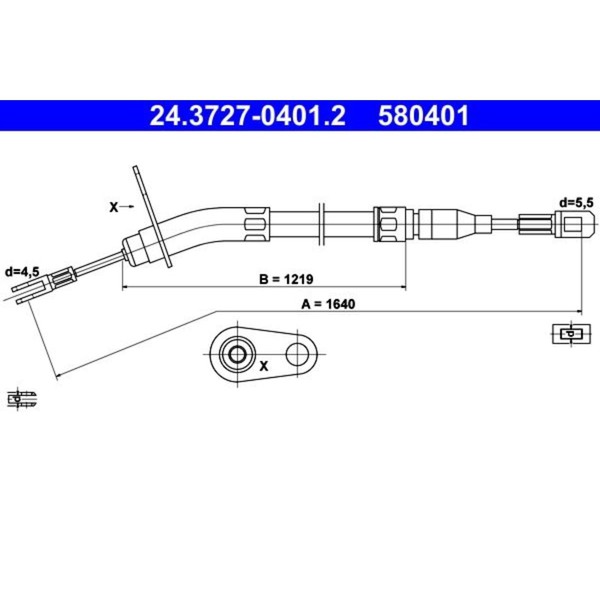 ATE Handbremsseil Hinten Links Passend FÜR MERCEDES-BENZ 123 | 24.3727-0401.2-image