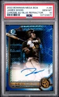 2022 BOWMAN MB CHROME AUTO BLUE REFRACTOR #JW JAMES WOOD 140/150 PSA 10 AUTO