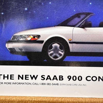 1994 Saab 900 White Convertible Mad Libs Vintage Print Ad Auto Advert Art
