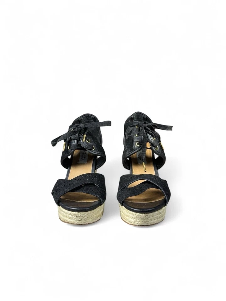 Naughty Monkey Women’s Black Braided Wedge Sandals Distinctive Size 6 - Image 4 of 4