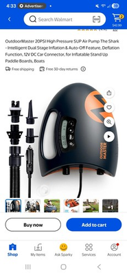 #ad Outdoor Master OP20 “THE SHARK” 12V 20PSI SUP PUMP Eco Friendly OPEN NEW $89.50