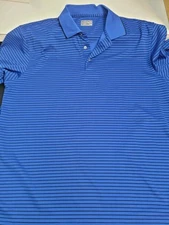 Champions Tour Striped Polo Golf Shirt Mens 2XL Blue/Black Stretch Logo 