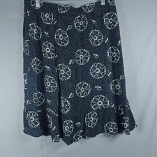 Sag Harbor Navy Blue Floral Polka Dot Ruffle Hem Midi Skirt Womens Medium