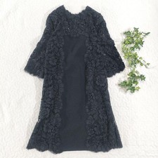 Dolce & Gabbana Dress A+ Condition Black Floral Lace Jersey Size 38