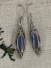 SEA GEMS 925 silver and blue CHALCEDONY Celtic style drop earrings