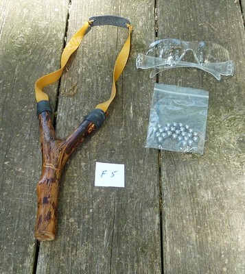 Handmade wooden slingshot/catapault. Black Ash. Signed. Ammo pack & 3M glasses.