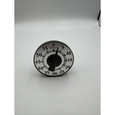 Vintage Sunbeam Mechanical Kitchen Timer 60 Minute Manual Wind Up Silver Black