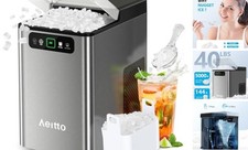 Nugget Ice Maker Countertop, Pellet Ice Machine Soft Chewable Ice 40LBS 1 Grey