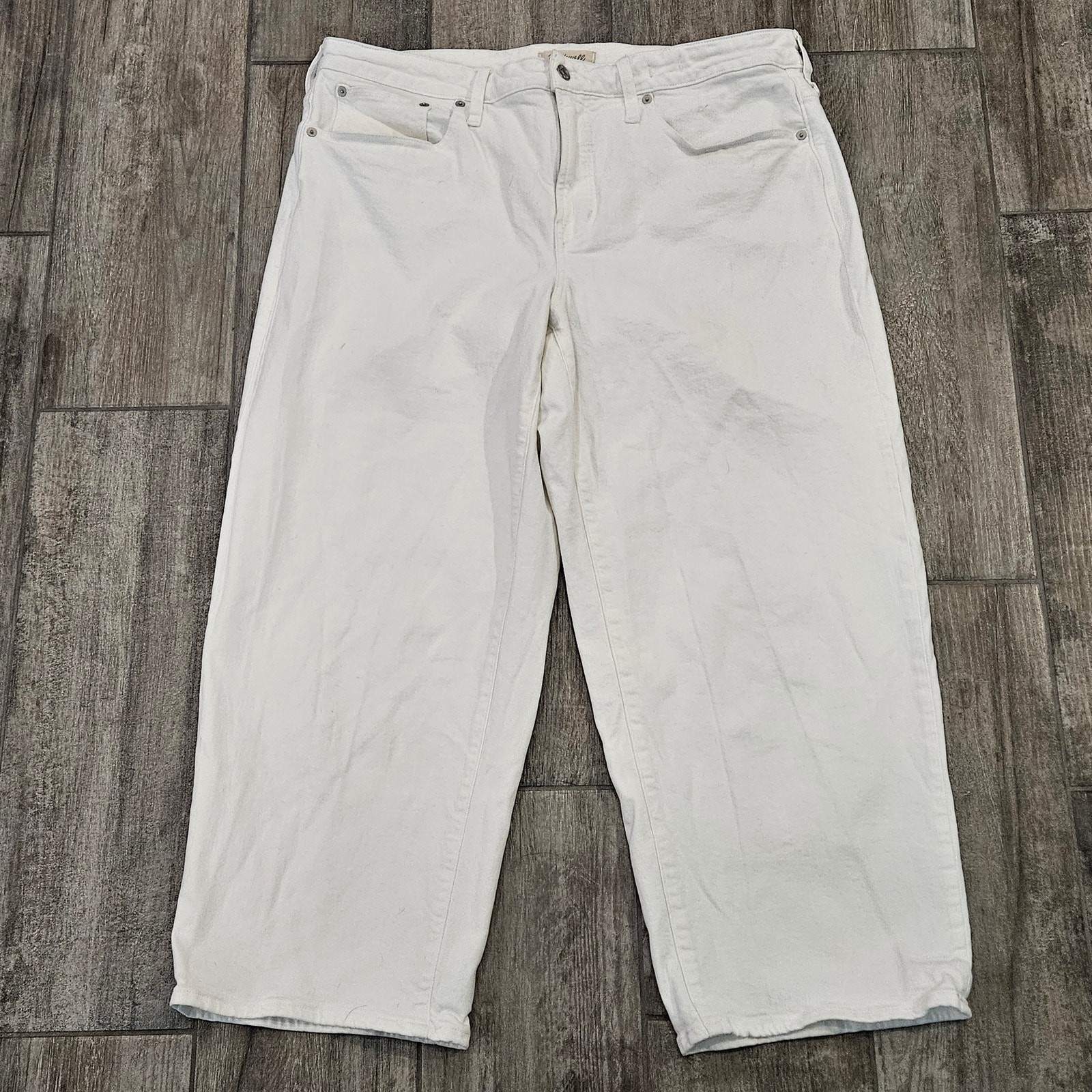 Madewell Perfect Vintage Wide-Leg Crop Jean 16W Ecru Raw Hem High Waist Wide Leg